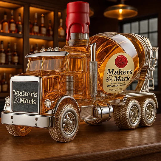 Cement Mixer Truck Whiskey Bottle