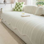 Herringbone Scalloped Edge Sofa Cover