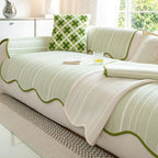 Herringbone Scalloped Edge Sofa Cover
