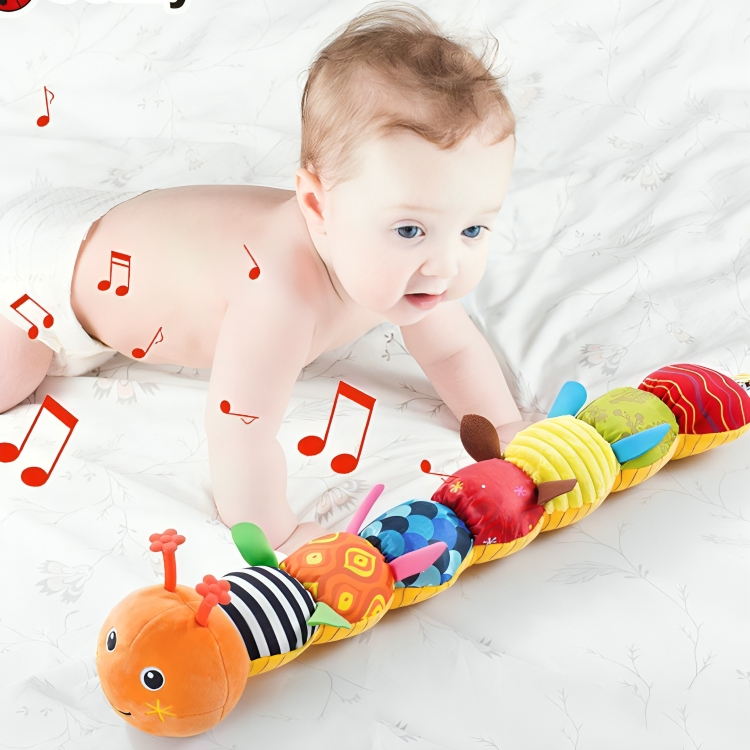 CuddleBug | Musical Plush Caterpillar Baby Sensory Toy with Crinkle and Rattle