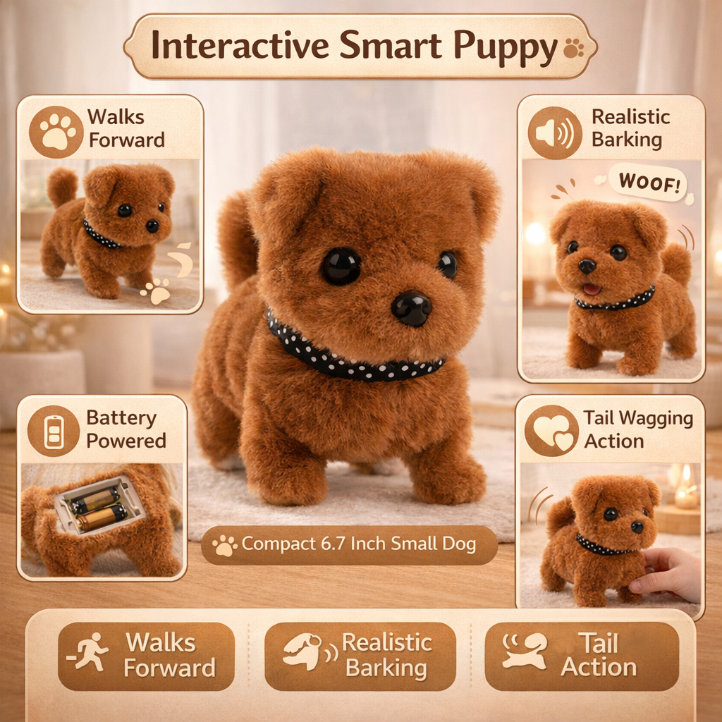 Dog Toy Interactive Puppy Robot Plush Walking Barking Pet