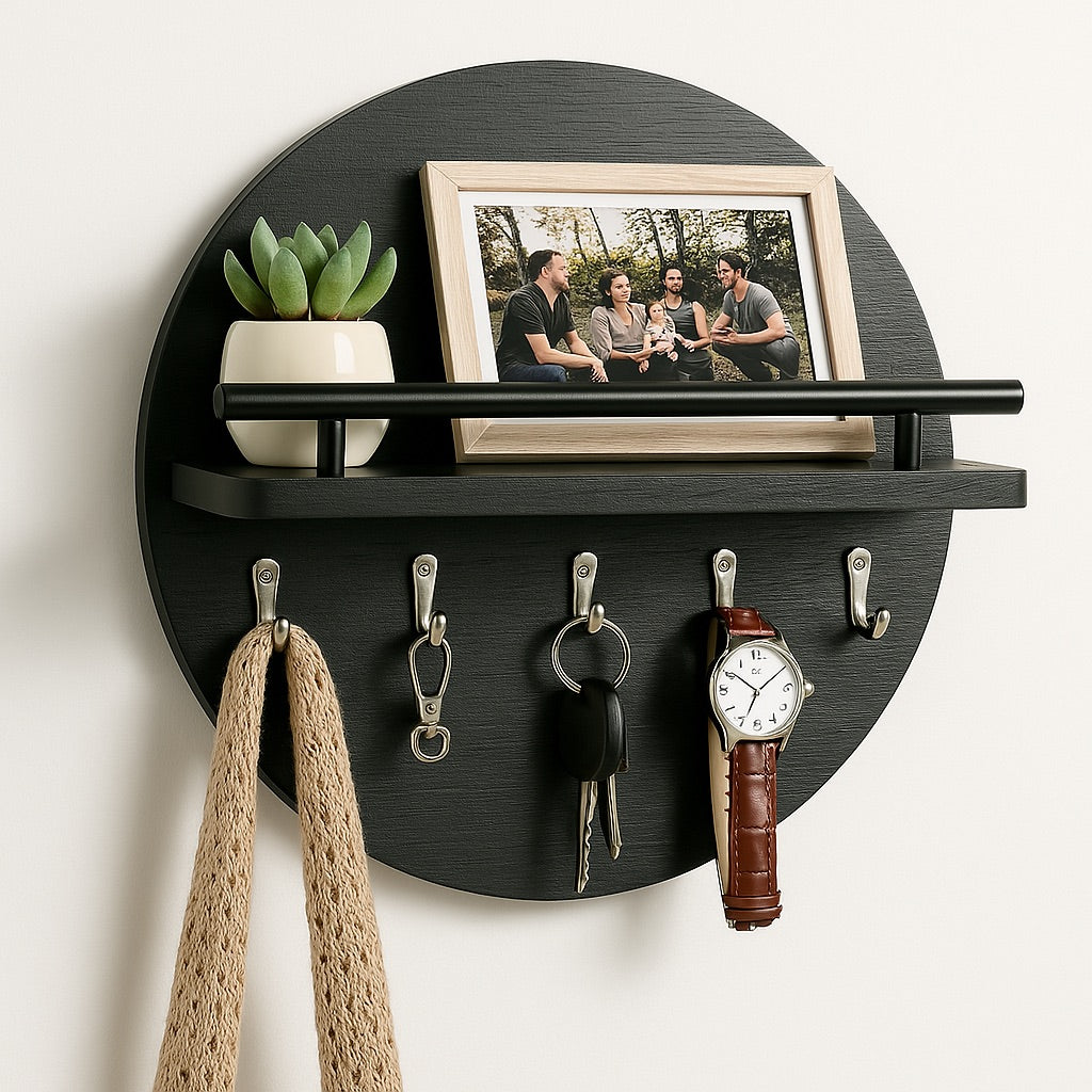 Round Wooden Key Holder | Stylish & Eco-Friendly Wall Organiser