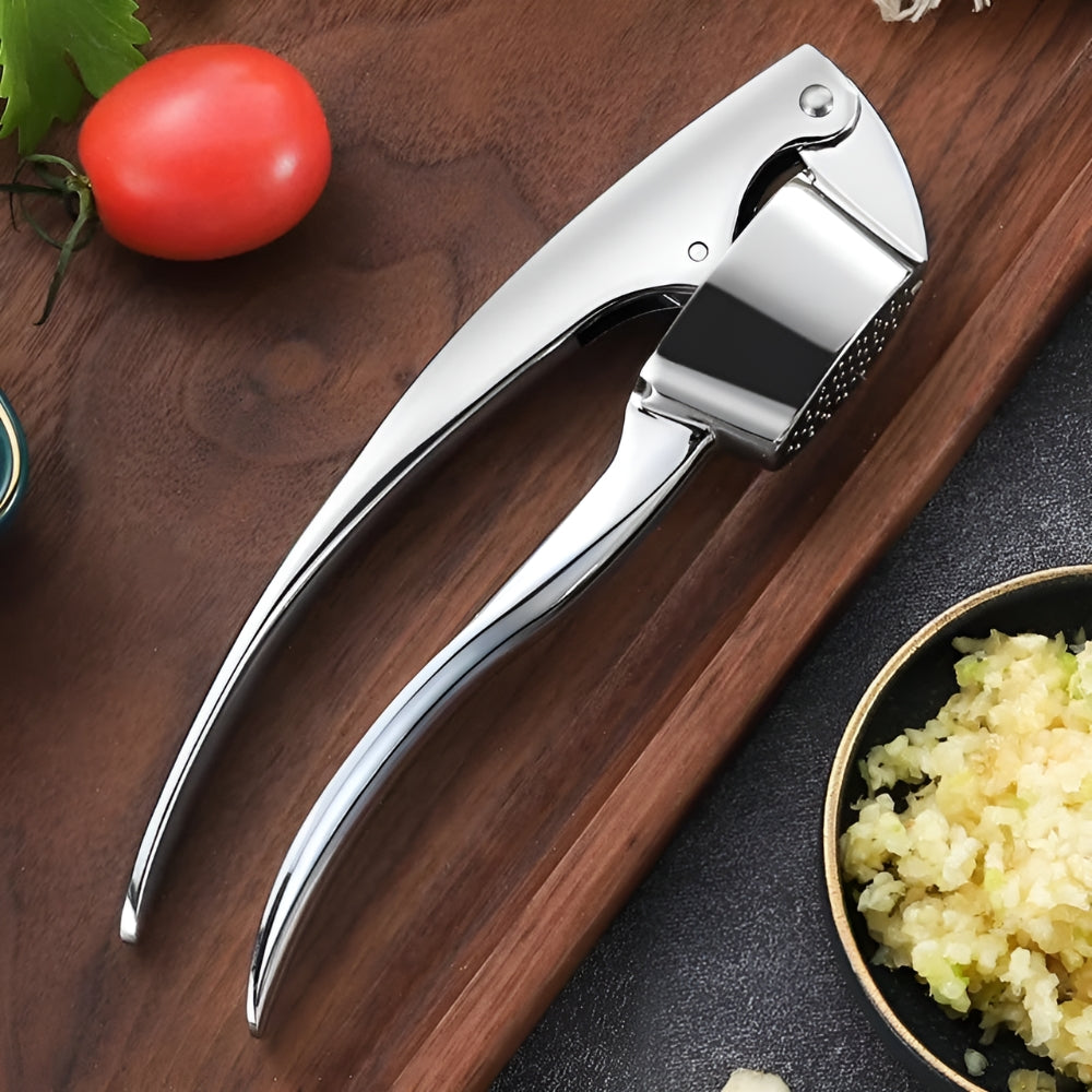 Minimalist Stainless Garlic Squeezer with Non-Slip Handle