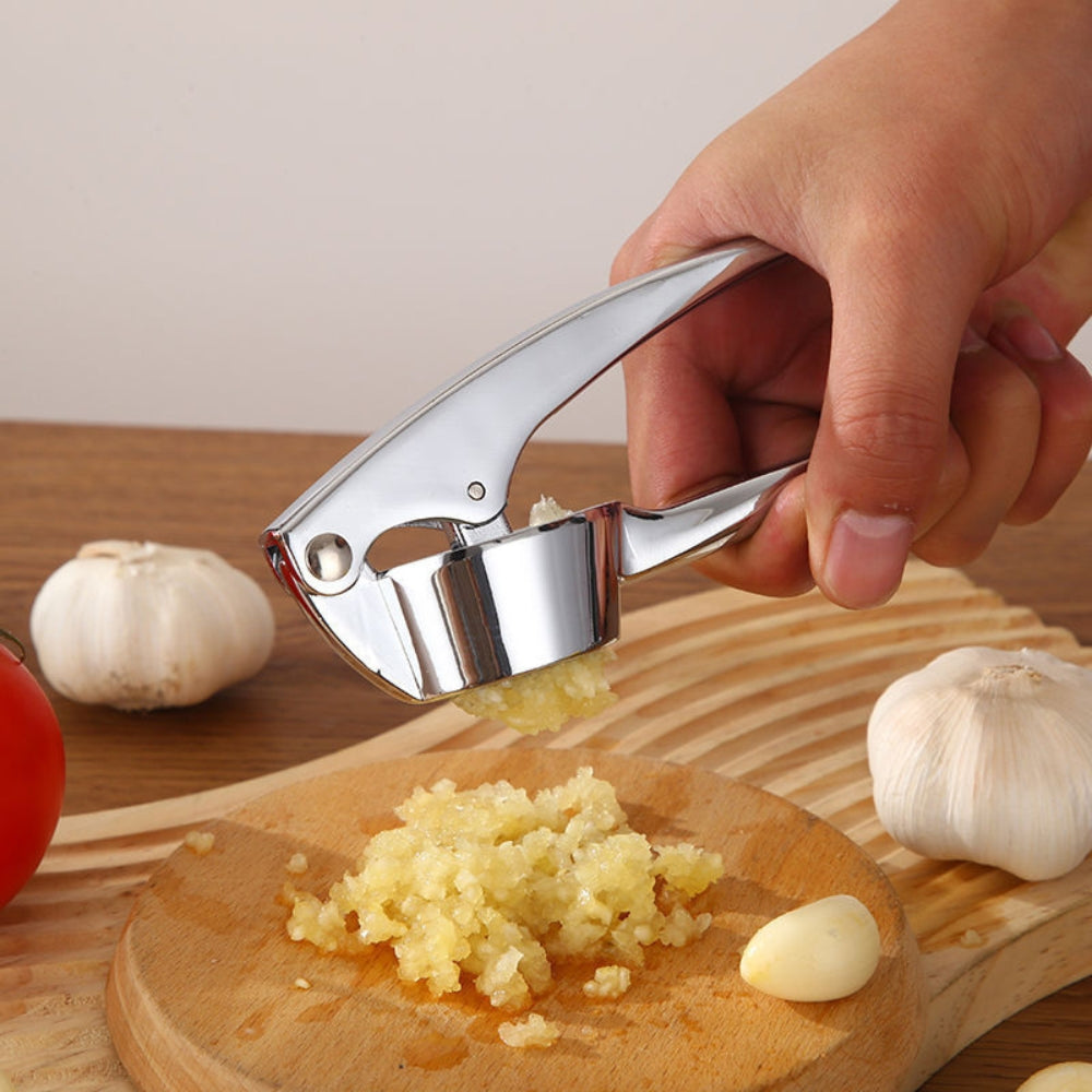 Minimalist Stainless Garlic Squeezer with Non-Slip Handle