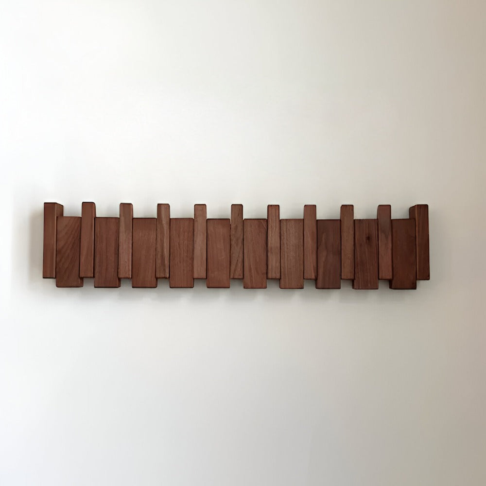 Coat Rack Wooden Wall Mounted Foldable Hook Storage Design