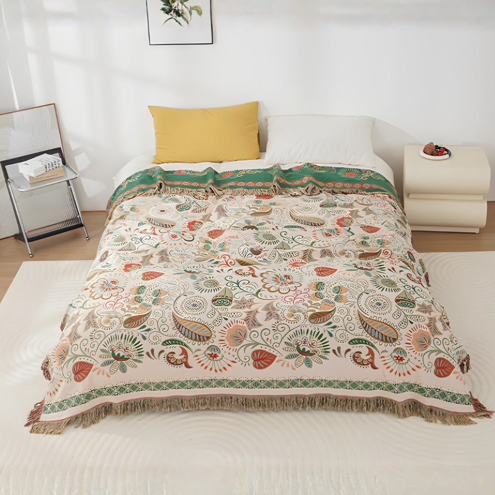 Boho Reversible Floral Cotton Blanket