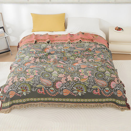 Boho Reversible Floral Cotton Blanket