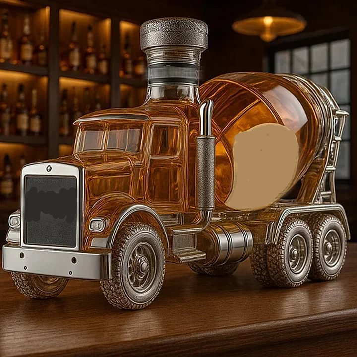 Cement Mixer Truck Whiskey Bottle
