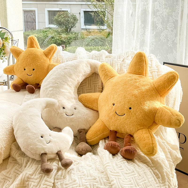 LunaSol | Velvety Soft Sun and Moon Plush Cushion for Nursery and Bedroom Decor