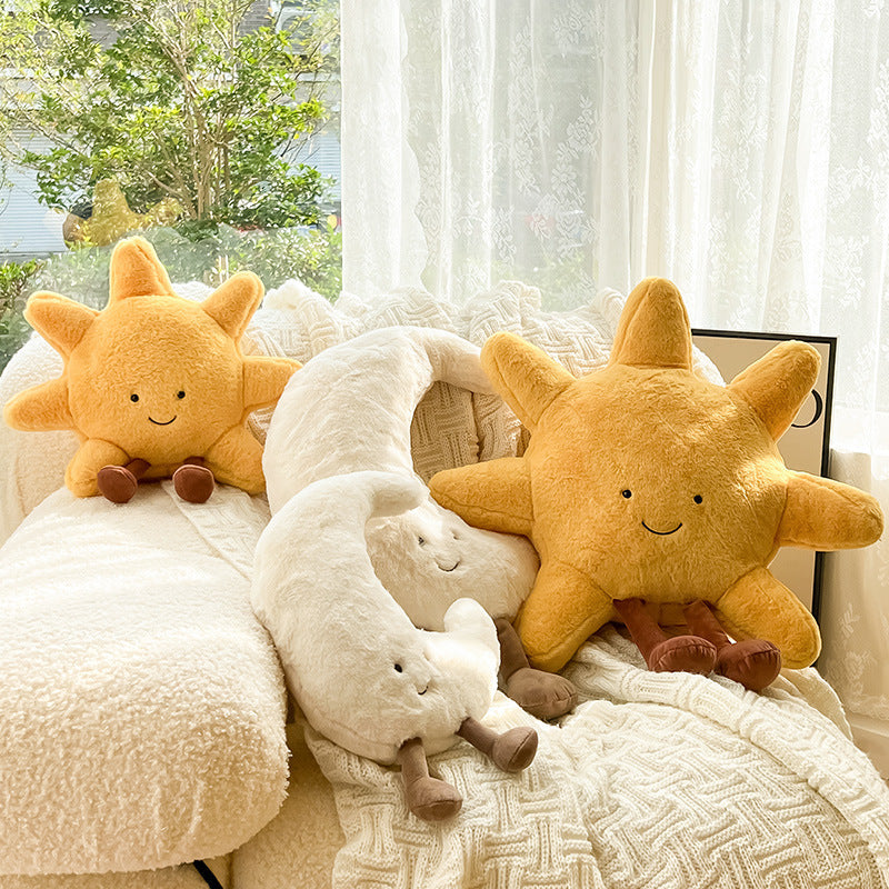 LunaSol | Velvety Soft Sun and Moon Plush Cushion for Nursery and Bedroom Decor