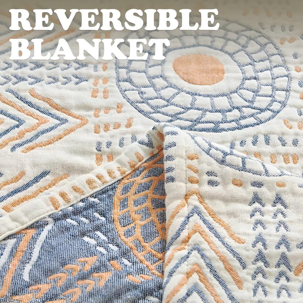 Reversible Cotton Throw Blanket for Home Use