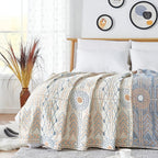 Reversible Cotton Throw Blanket for Home Use