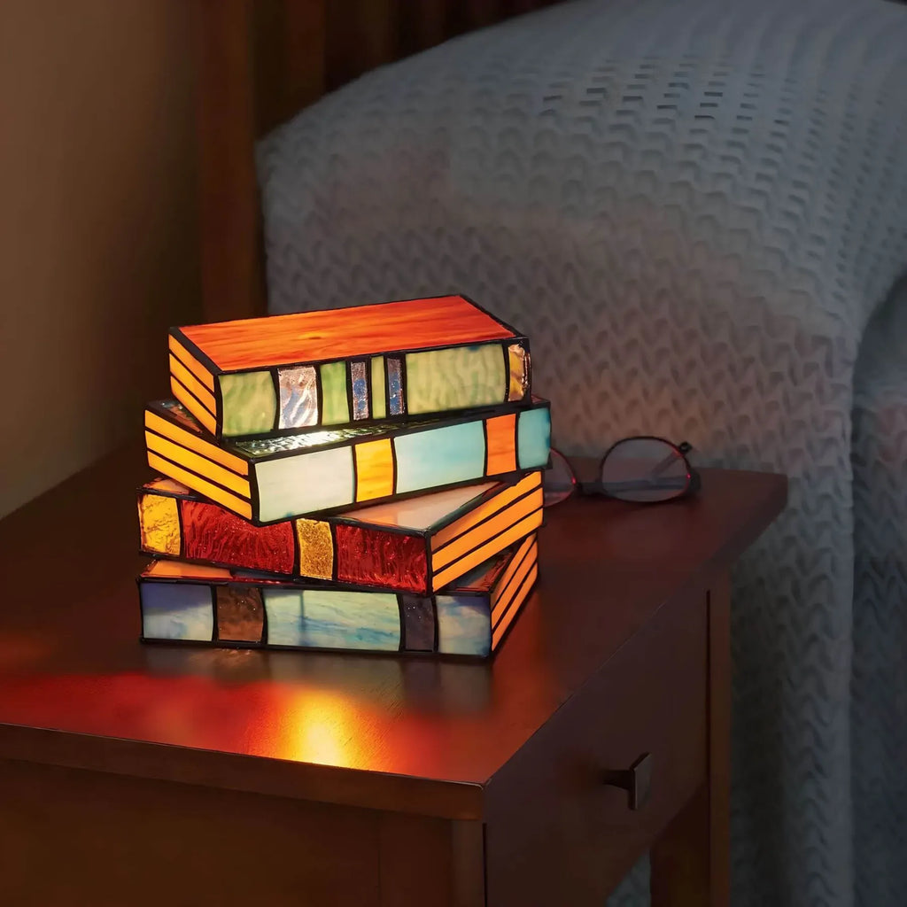 Stained Glass Book Lamp | Handcrafted Art Lighting