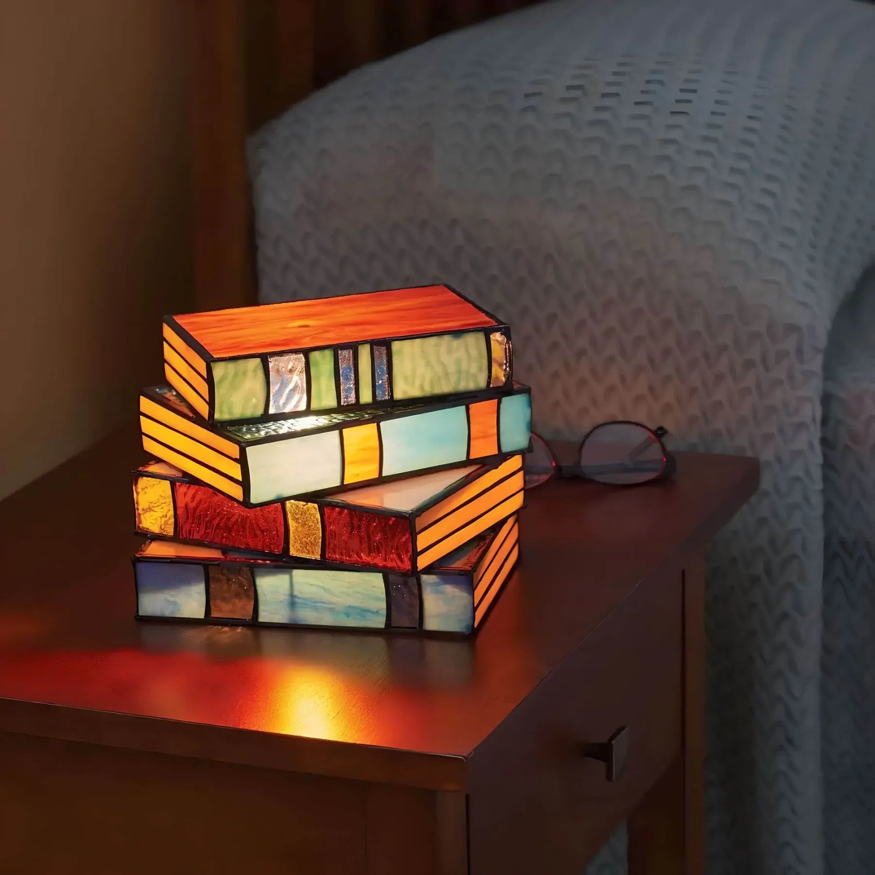 Stained Glass Book Lamp | Handcrafted Art Lighting