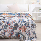 Floral Jacquard Cotton Throw Blanket
